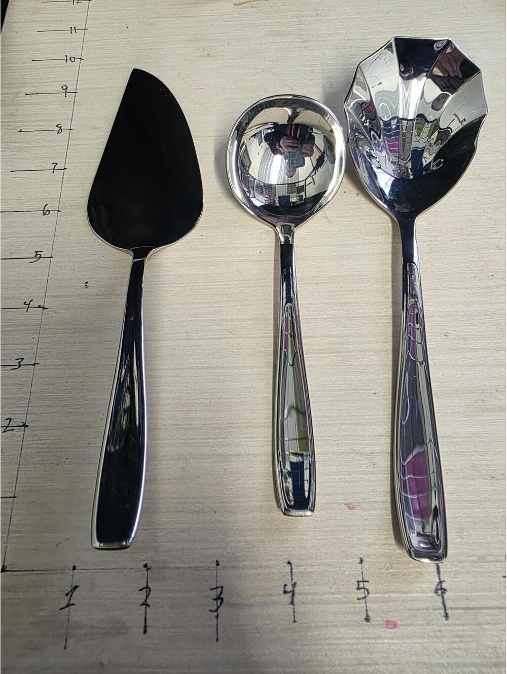 Heritage mint Cestello stainless 8/10, 3 piece hostess set, cake knife, 2 spoons